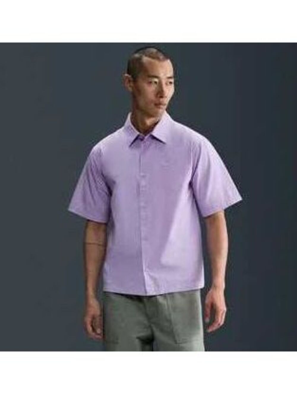 NWT Nike Club Men's Short-Sleeve Button-Down Shirt Lavender sz Medium Asia